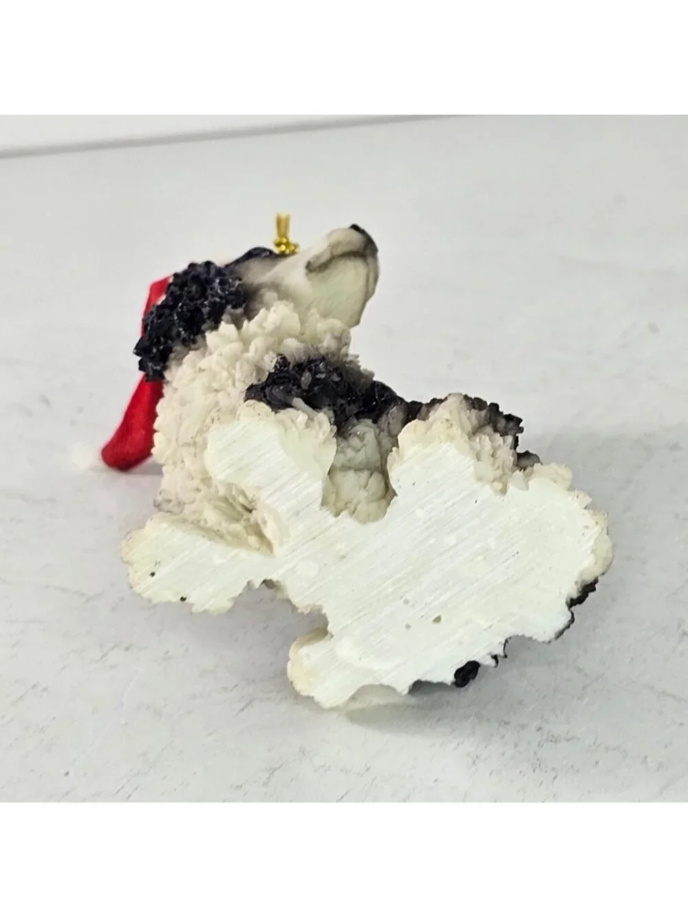 Cocker Spaniel Dog Christmas Ornament Black White With Santa Hat Holiday Decor